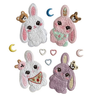 自粘兔子刺绣布贴衣服裤 饰熨烫 子破洞缝补丁贴布书包手机壳diy装