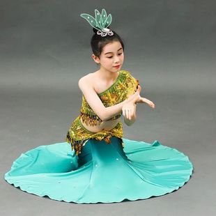出租儿童傣族舞蹈演出服装表演服鱼尾练功裙女成人剧目艺考孔雀舞