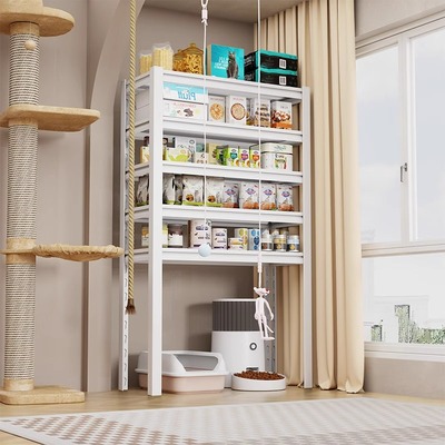 钢制下空式储物架零食猫粮宠物用品收纳架子阳台猫砂盆上方置物架