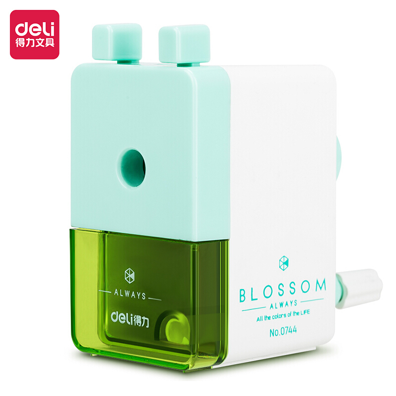 得力0744简约式学生削笔机/铅笔削笔器/卷笔刀/转笔刀 红蓝绿三色