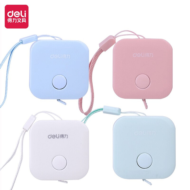 得力79650迷你皮卷尺 1.5米家用测量三围身高随身尺自动卡位79651