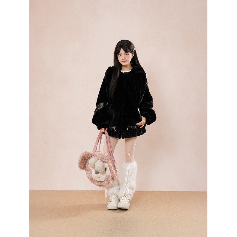 亚文化宅萌感穿搭 猫耳外套甜妹可爱大衣2025秋冬新款中长款外套