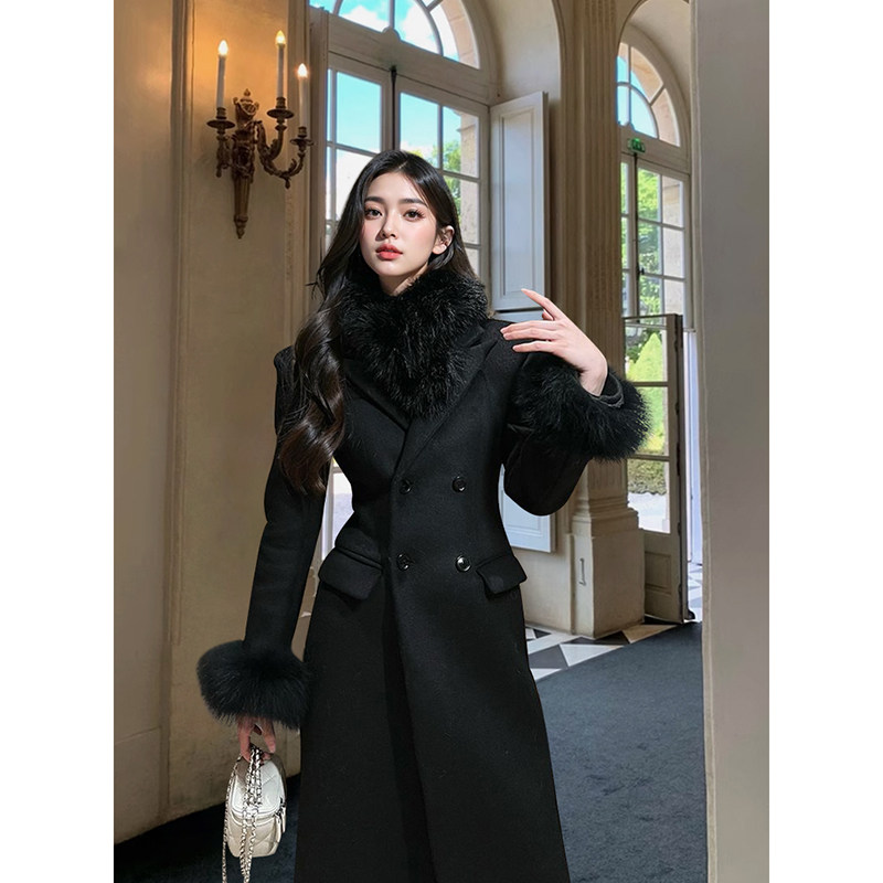 顶楼女主 冬装富家千金韩系通勤呢子轮廓感大衣修身中长款外套女