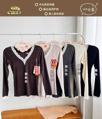 妃子纪6688秋冬暖绒肌地衣蕾丝保暖内衣套装修身显瘦打底秋衣秋裤