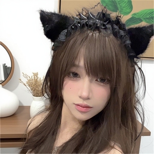 纯欲可爱猫咪耳朵发箍cos蕾丝兽耳铃铛发卡lolita发饰香香瓦学弟