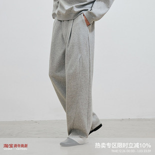 宽松直筒休闲裤 WHIMNOTION 25AW「立体褶位弯刀」重磅加绒卫裤