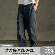 男宽松直筒休闲长裤 裤 24SS日系水洗做旧多口袋工装 WHIMNOTION
