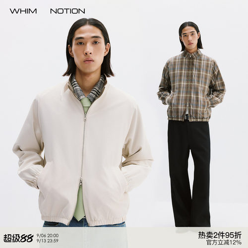 WHIMNOTION 26AW「双面穿格纹哈灵顿」斜纹中空纱立领夹克外套