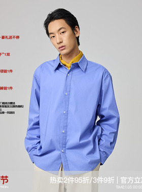 WHIMNOTION 25AW双层结构进口匹马Supima棉长袖衬衫潮抗皱易打理