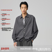 衬衫 WHIMNOTION 25AW「进口亚麻千鸟格」下摆可调节抽绳休闲长袖