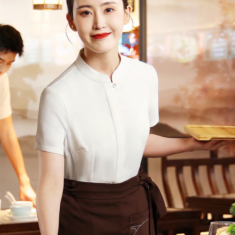 衣研堂酒店前台收银接待职业装女衬衫短袖餐厅餐饮服务员工作服夏