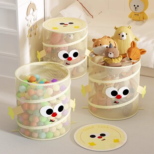 儿童玩具收纳桶毛绒娃娃收纳筐整理公仔篓可爱大容量可折叠放客厅