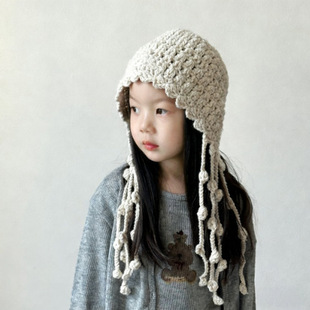 针织帽女儿童时尚百搭小女孩纯色毛线帽男女童秋冬季新款保暖帽子