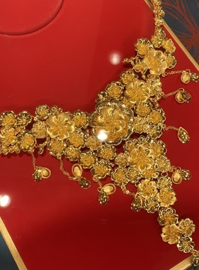 金包银繁花似锦项链流苏吊坠结婚三金五金婚嫁首饰饰品送礼可定制