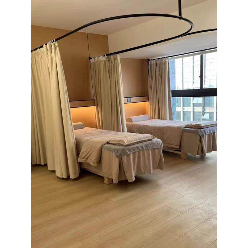 网红黑u型窗帘杆美容院美容床理疗隔断窗帘保健中心专用窗帘支架