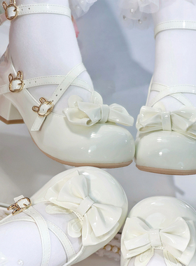 仙女教母原创【小兔兔】圆头中跟百搭洛丽塔学院风甜美lo鞋