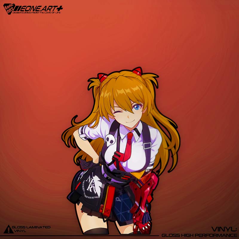 eone反光车贴eva新世纪福音战士2号机明日香时尚学生装室内外贴纸
