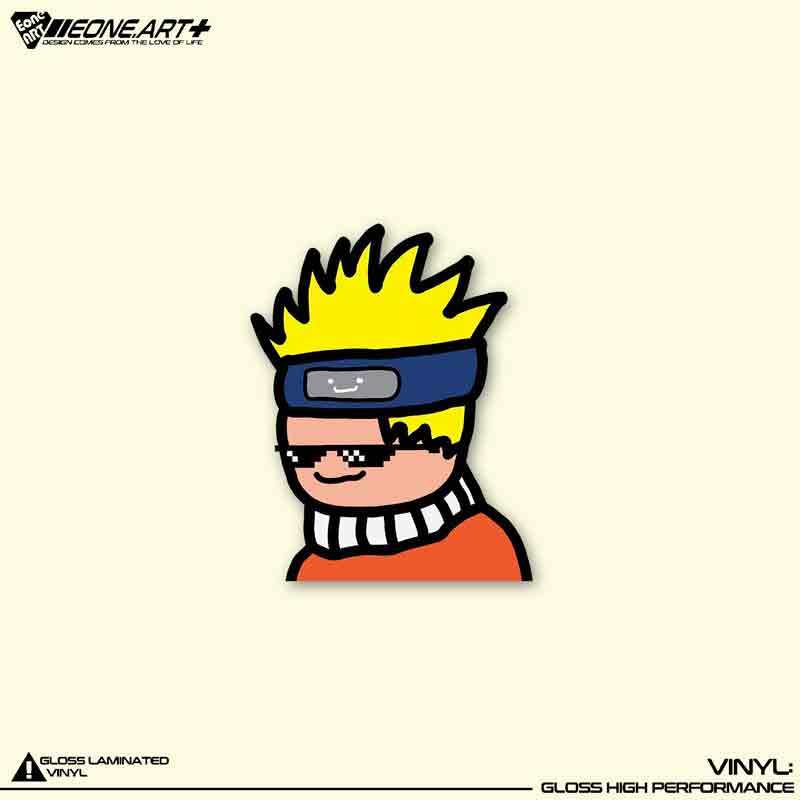 eone反光车贴火影忍者漩涡鸣人卡通大佬像素墨镜玻璃漆面防水贴纸