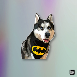 EONE反光车贴傻傻的二哈蝙蝠侠围巾车身玻璃电脑电车笔电通用贴纸