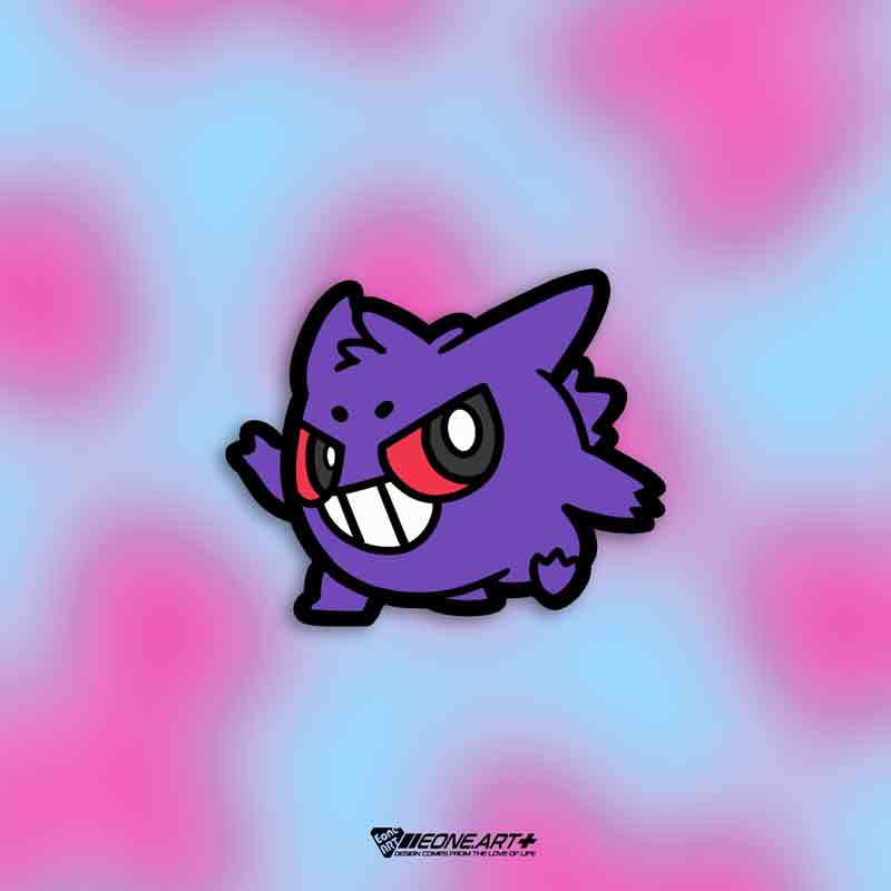 eone反光车贴精灵宝可梦朱紫耿鬼超萌翻牙齿小表情室内外防水贴纸