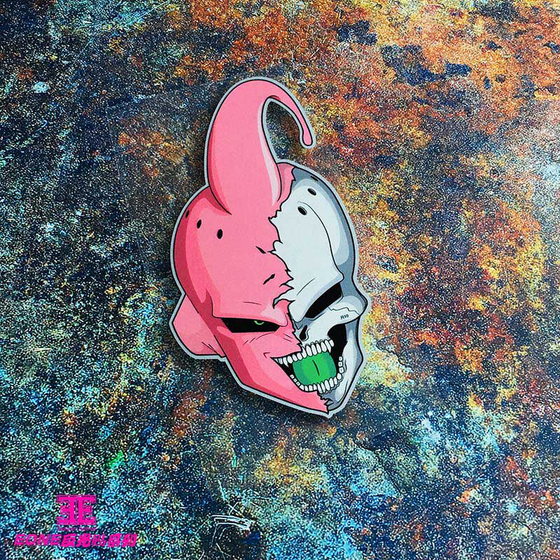 eone七龙珠魔人布欧majinbuu半面骷髅头像风挡玻璃拉杆箱防水贴纸