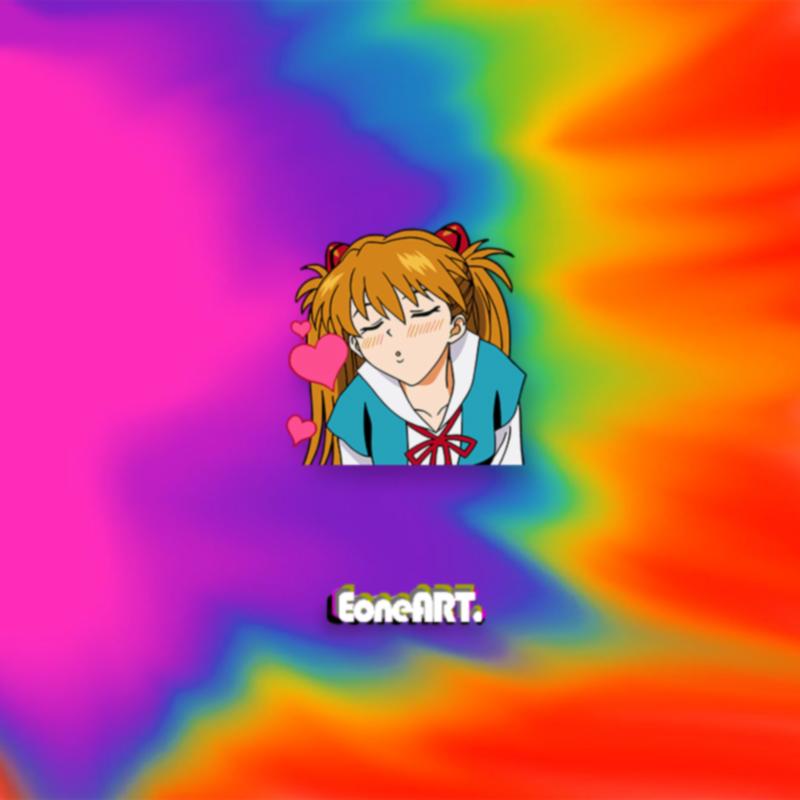 EVA可爱明日香亲亲反光防水贴纸