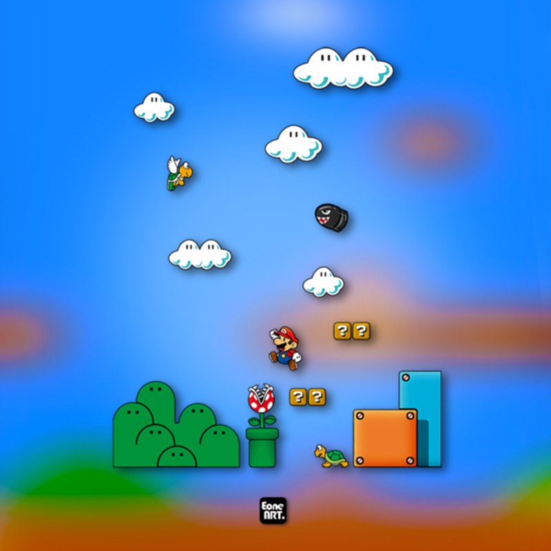 EONE反光车贴超级马里奥游戏场景车身玻璃电车机箱拉杆箱套装贴纸