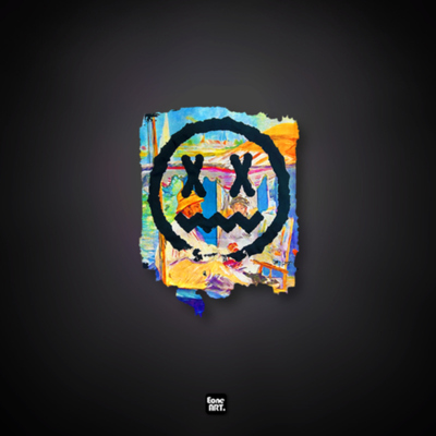 彩色油画上面有张苦涩脸反光贴纸