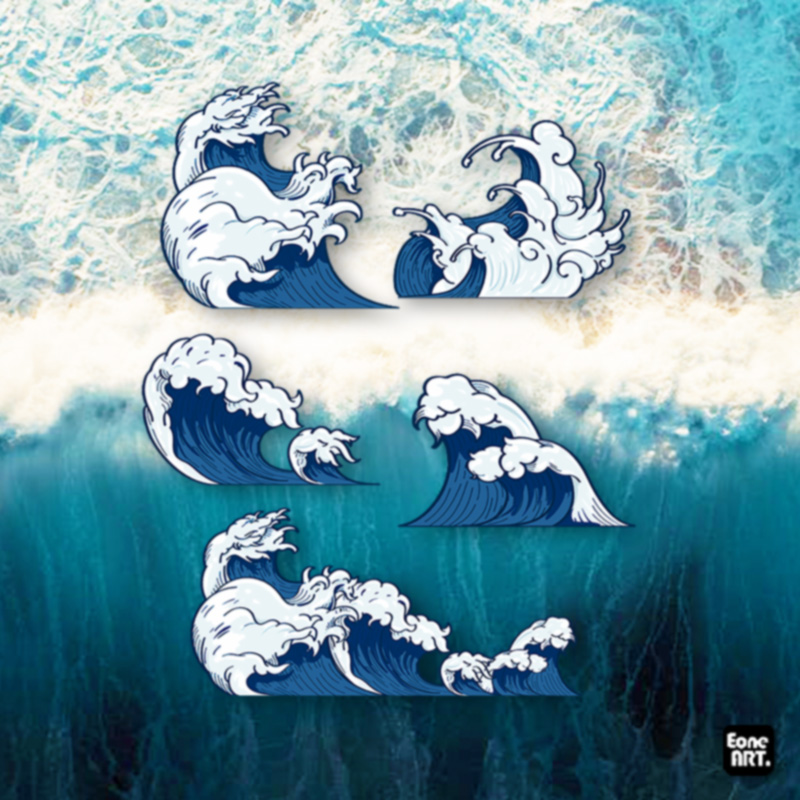 排山倒海浪花海浪合集反光贴纸