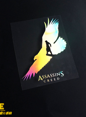 EONE镂空车贴刺客信条Assassin'sCreed信仰之跃镭射鹰翅防水贴纸