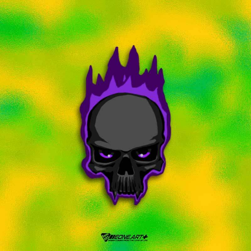 eone反光车贴时尚紫火焰骷髅头骨凝视室内外玻璃漆面防水贴纸贴画