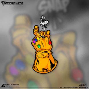 EONE反光车贴漫威反派BOSS灭霸打响指原石手套室内外漆面玻璃贴纸