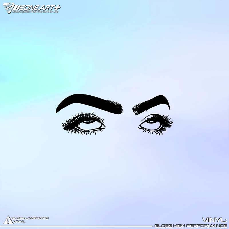 eone镂空车贴美女眼部睫毛搞笑白眼表情车身玻璃电动车行李箱贴纸