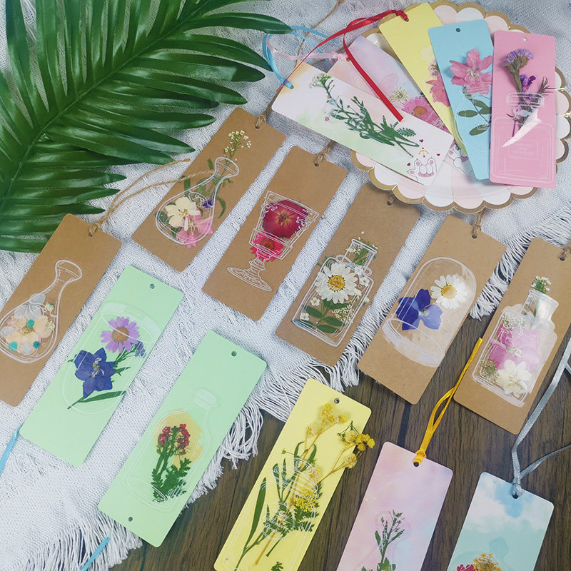 书签创意干花diy书签学生手工制作植物干花标本压花创意diy空白书签