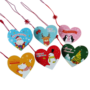 圣诞节快乐感恩幼儿园儿童可爱小贺卡卡通手绘爱心形空白手写留言卡纸祝福心愿卡吊卡树对折许愿卡愿望卡片纸