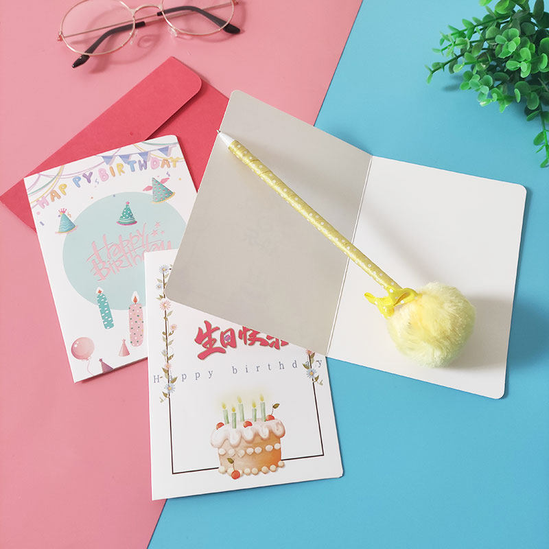 创意简约鲜花店生日贺卡信封员工儿童手写diy手写制作空白卡片纸祝福