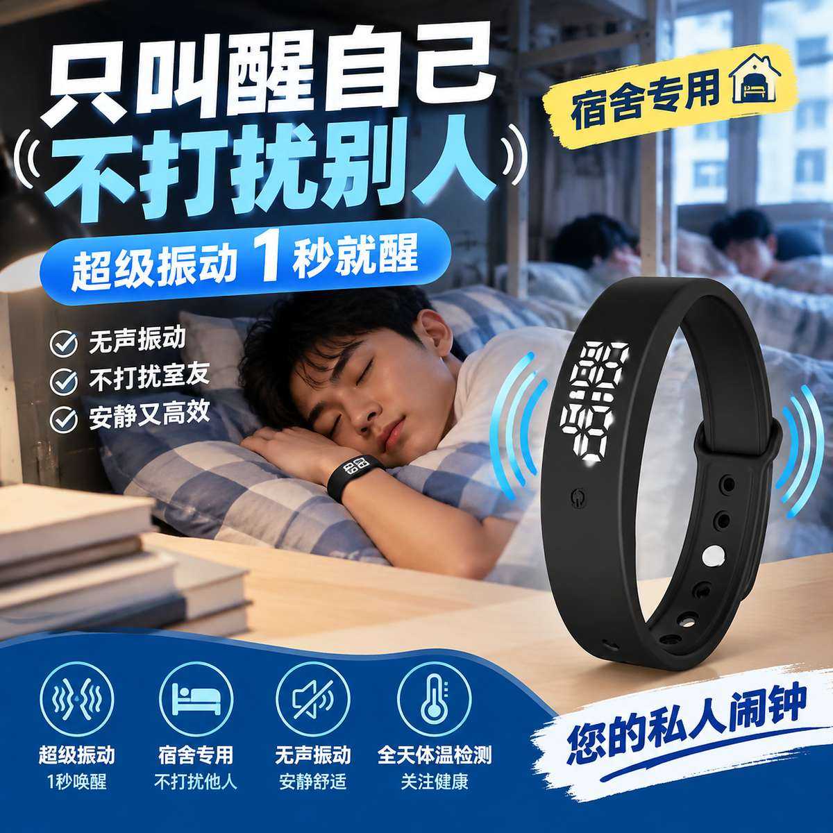 闹钟只叫醒自己学生充电震动提醒