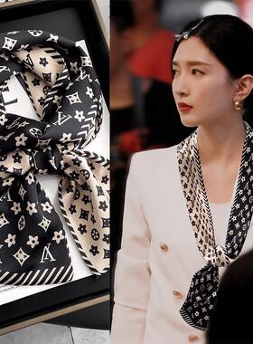 lv5&vv20丝巾小长条绑包丝带护颈脖子领巾女缠包飘带围巾搭配老花