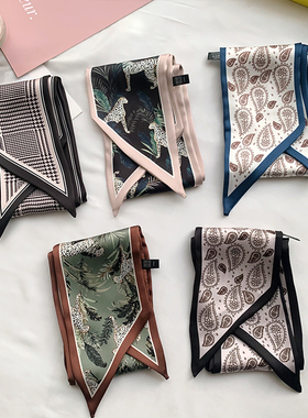 lv5&vv20绑包新款百搭小丝巾韩碎花潮流女发带装饰领巾细长条飘带