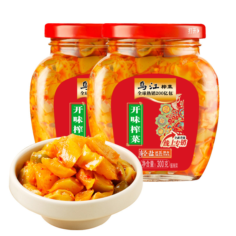 乌江开味榨菜300g瓶装 夹馍拌面小咸菜爽口酱菜下饭早餐配粥泡菜,水产肉类/新鲜蔬果/熟食,腌制/榨菜/泡菜,淘宝优惠券,粉丝福利购,淘宝优惠卷