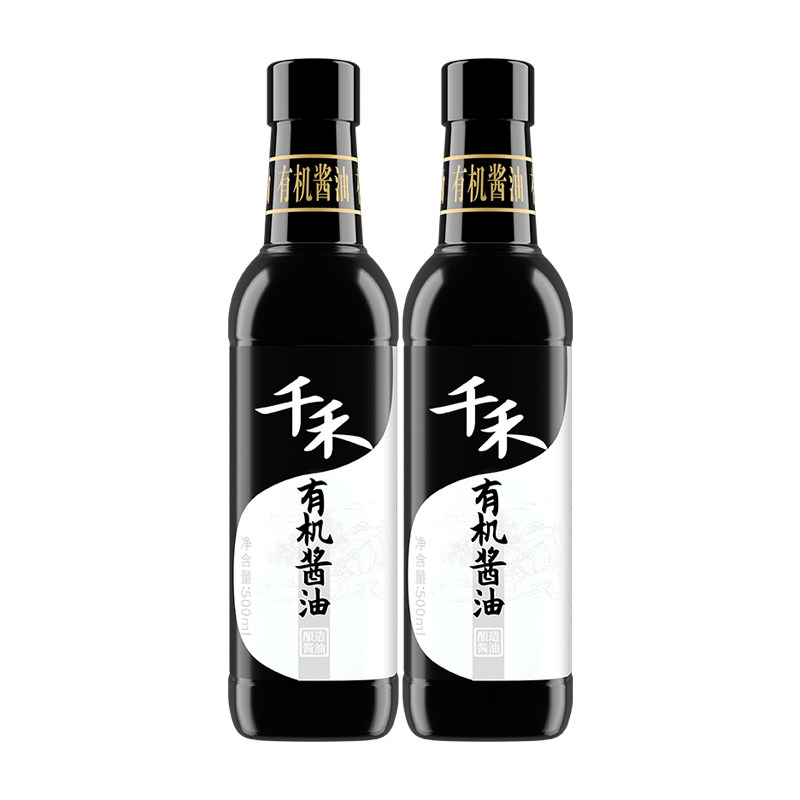 千禾有机酱油500ml瓶装纯粮酿造特级生抽厨房炒菜凉拌点蘸调味品