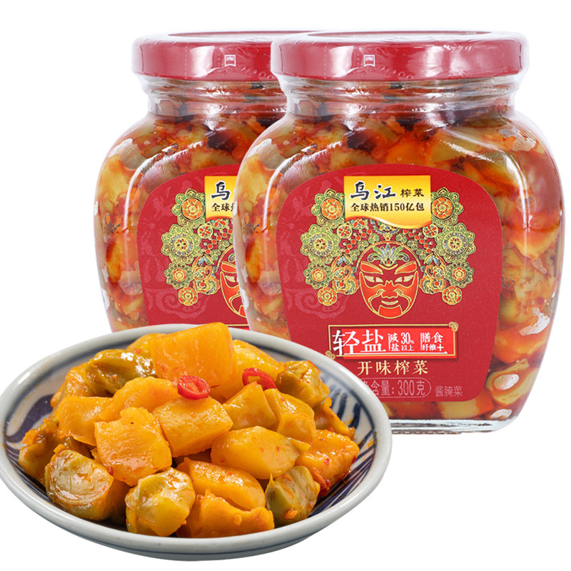 乌江开味榨菜300g*2瓶涪陵榨菜咸菜爽口酱菜下饭小菜早餐配粥泡菜
