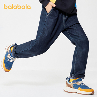 洋气复古休闲裤 巴拉巴拉男童裤 中大童加绒牛仔裤 童装 子儿童秋冬装