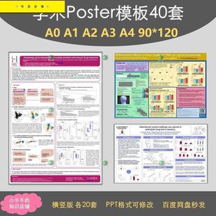 学术海报模板poster壁报墙板PPT格式A0A1A2A3A4 90*120横竖版40套