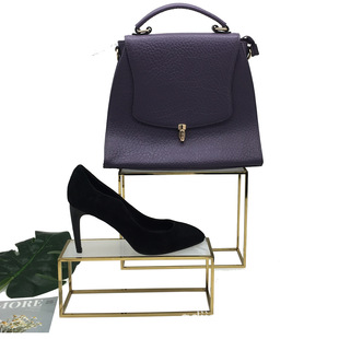 不锈钢亚克力面板陈列展示架高低凳子架包包鞋子饰品立方架木