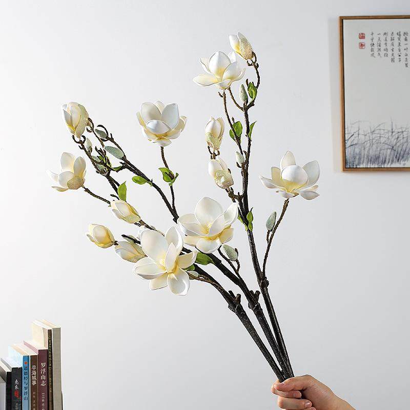 高枝3D打印EVA玉兰花仿真花玉兰假花玄关新中式客厅摆件餐桌装饰