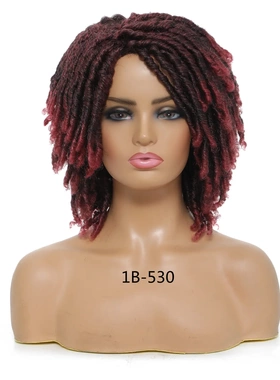 化纤筒曲小渐变色卷蓬松脏辫短款头套 非洲假发女 color modle