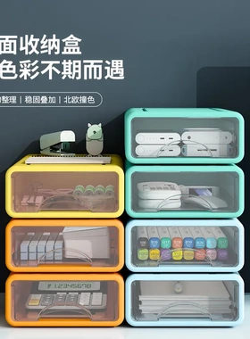 抽屉式桌面收纳盒化妆品办公桌宿舍文具整理储物盒书桌置物架PPCD