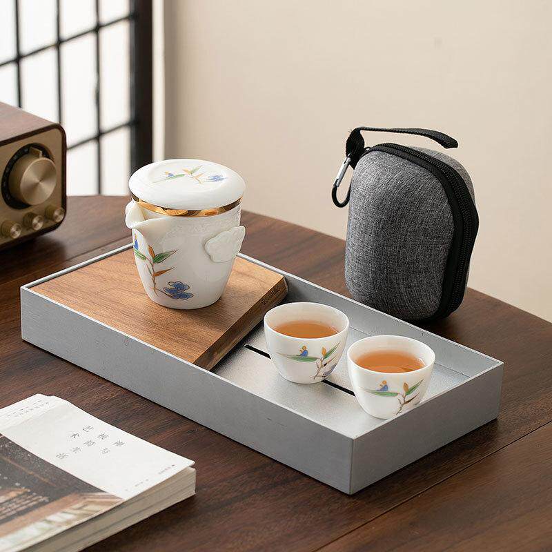 一壶二杯旅行茶具羊脂玉白瓷套装
