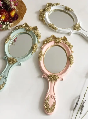 现货欧式复古蝴蝶结手柄镜化妆